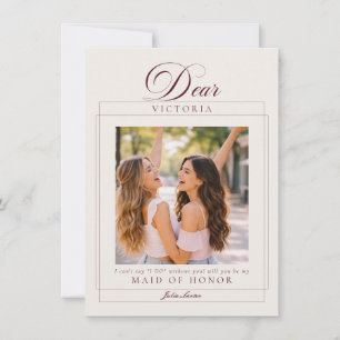Classic Ivory Burgundy Maid of Honor Proposal Invitation
