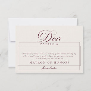 Classic Ivory Burgundy Matron of Honor Cards