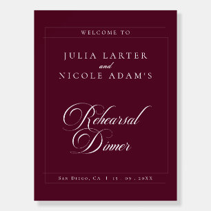 Classic Ivory Burgundy Red Rehearsal Dinner Sign