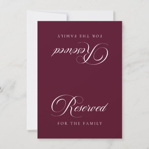 Classic Ivory Burgundy Reserved Tabletop Sign Invitation
