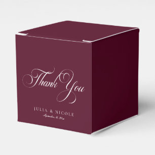 Classic Ivory Burgundy Sweet Thank You Wedding Favor Boxes