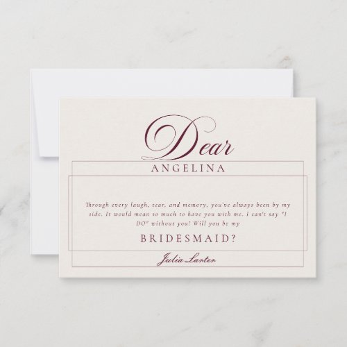 Classic Ivory Burgundy Wedding Bridesmaid Cards