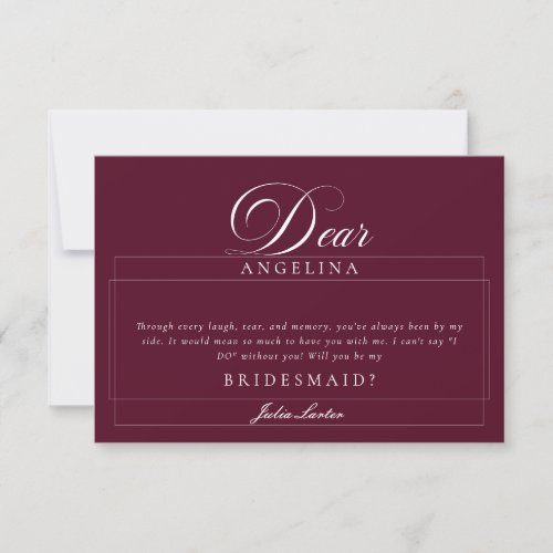 Classic Ivory Burgundy Wedding Bridesmaid Cards