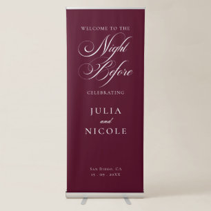 Classic Ivory Burgundy Wedding The Night Before Retractable Banner