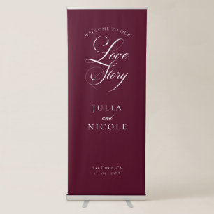 Classic Ivory Burgundy Welcome Wedding Banner Sign