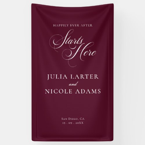 Classic Ivory Burgundy Welcome Wedding Banner Sign