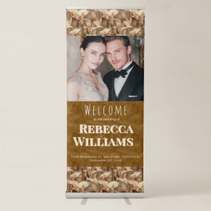 Classic Ivory Calla Lilies Petal Boho Wedding Retractable Banner