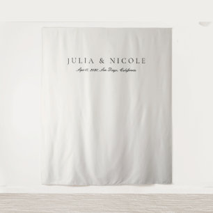Classic Ivory Calligraphy Wedding Backdrops Banner