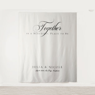 Classic Ivory Calligraphy Wedding Backdrops Banner