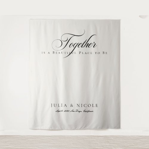 Classic Ivory Calligraphy Wedding Backdrops Banner