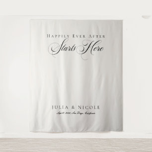 Classic Ivory Calligraphy Wedding Backdrops Banner