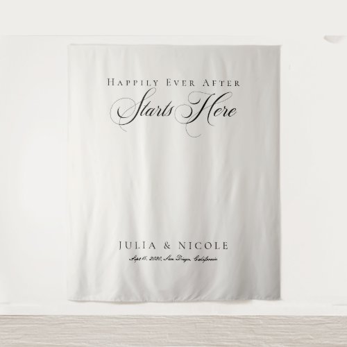 Classic Ivory Calligraphy Wedding Backdrops Banner