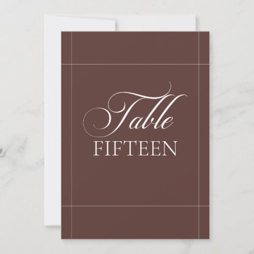 Classic Ivory Choco Brown Calligraphy Table Number