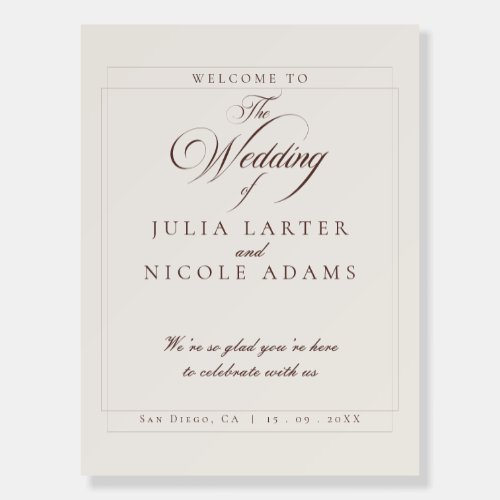 Classic Ivory Choco Brown Wedding Welcome Sign