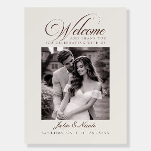 Classic Ivory Chocolate Brown Wedding Welcome Sign
