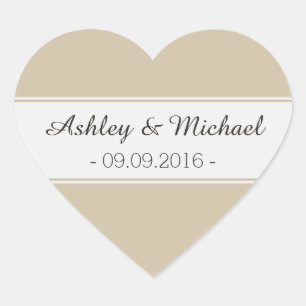Classic Ivory Cream Save the Date Heart Sticker