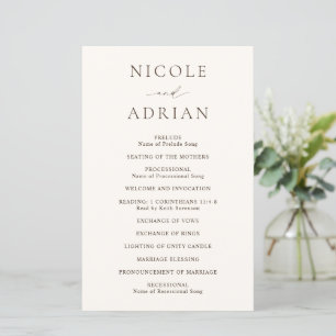 Classic Ivory Elegant Wedding Program