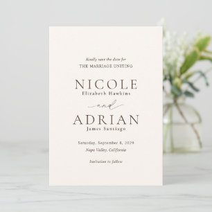 Classic Ivory Elegant Wedding Save The Date