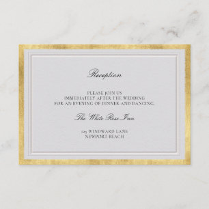 Classic Ivory Faux Gold Elegant Wedding Reception Enclosure Card