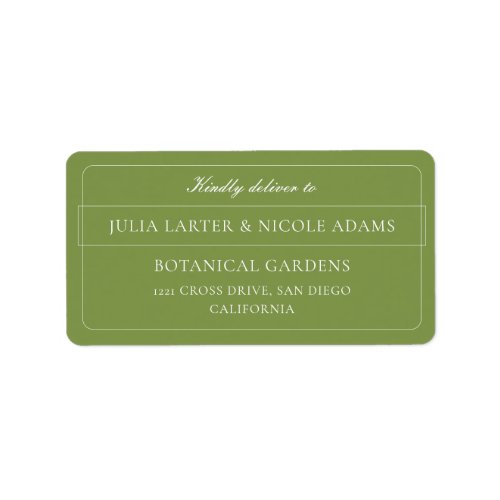 Classic Ivory Green Calligraphy Address Labels