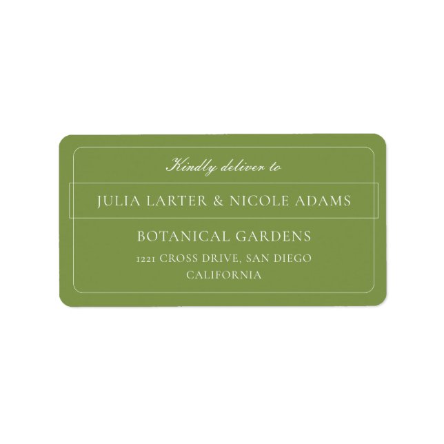 Classic Ivory Green Calligraphy Address Labels (Front)