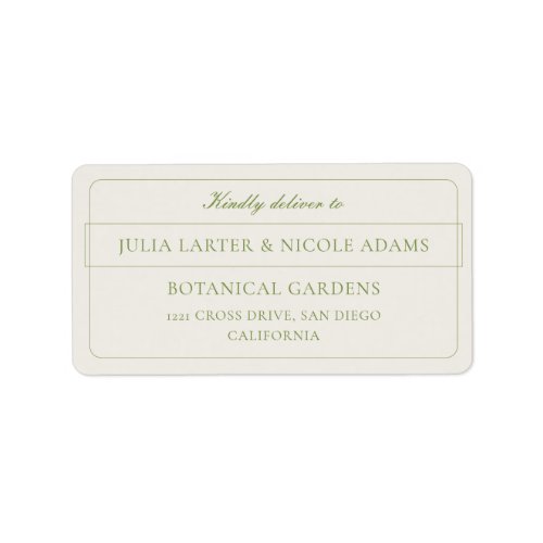 Classic Ivory Green Calligraphy Address Labels