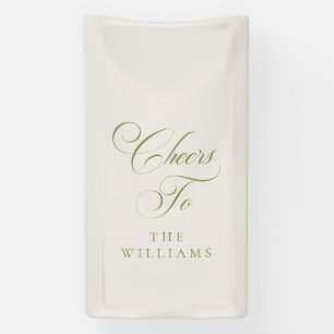 Classic Ivory Green Calligraphy Cheers To Banner