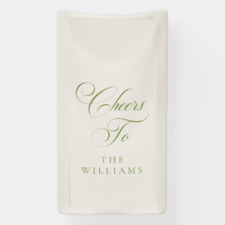 Classic Ivory Green Calligraphy Cheers To Banner