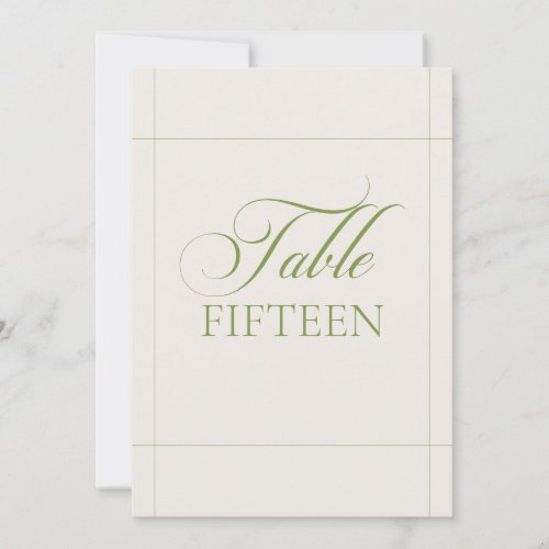 Classic Ivory Green Calligraphy Table Number Sign
