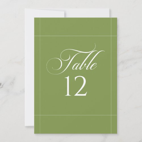 Classic Ivory Green Calligraphy Table Number Sign