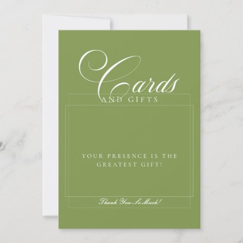 Classic Ivory Green Cards & Gifts Wedding Sign