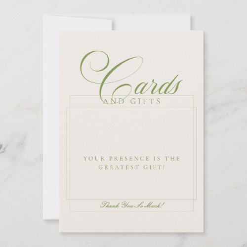Classic Ivory Green Cards & Gifts Wedding Sign