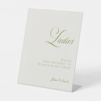 Classic Ivory Green Ladies Bathroom Basket Sign