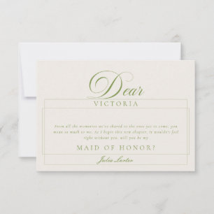 Classic Ivory Green Maid of Honor Bridesmaid Cards