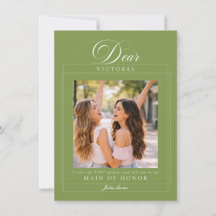 Classic Ivory Green Maid of Honor Proposal Photo Invitation