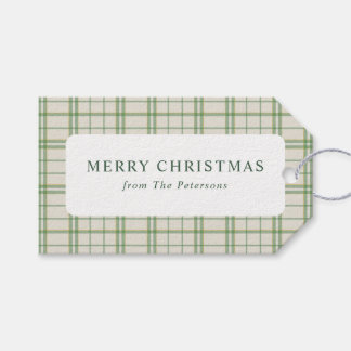 Classic Ivory & Green Plaid Christmas Gift Tags