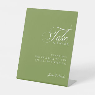 Classic Ivory Green Take A Favor Wedding Sign