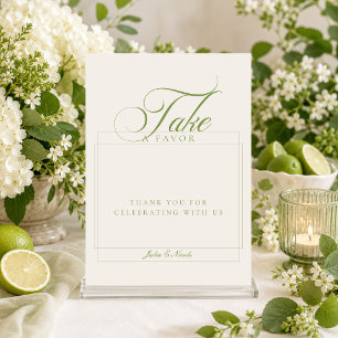 Classic Ivory Green Take A favor Wedding Sign Invitation