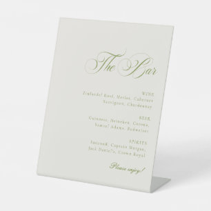 Classic Ivory Green The Bar Drinks Wedding Sign