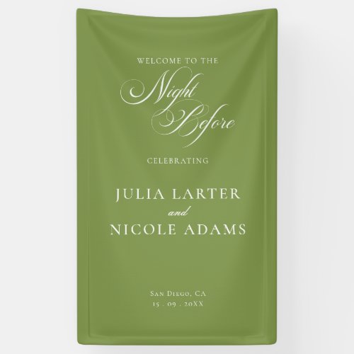 Classic Ivory Green The Night Before Banner Sign