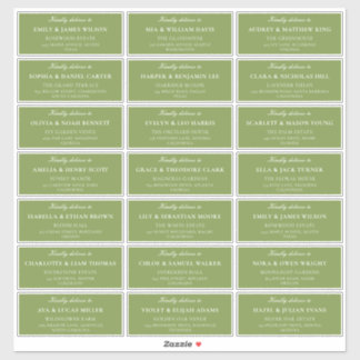 Classic Ivory Green Wedding Guest Address Labels