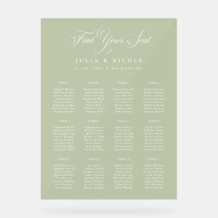 Classic Ivory Green Wedding Seating Chart Sign