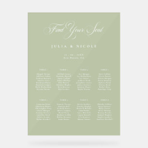 Classic Ivory Green Wedding Seating Chart Sign