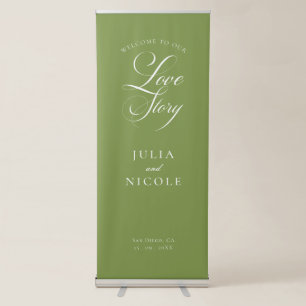 Classic Ivory Green Welcome Wedding Banner Sign