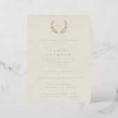 Classic Ivory Monogram + Laurel Wreath Graduation Foil Invitation (Standing Front)