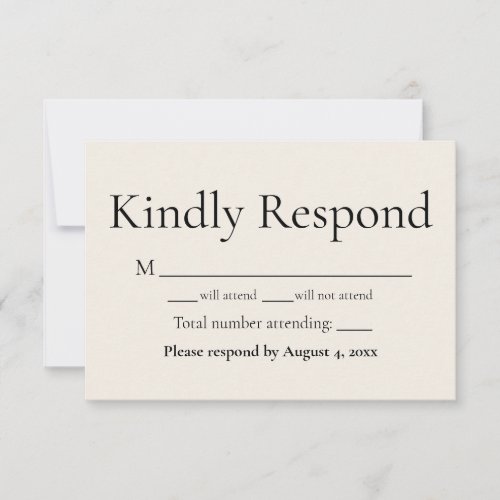 Classic Ivory Monogram Response RSVP Card