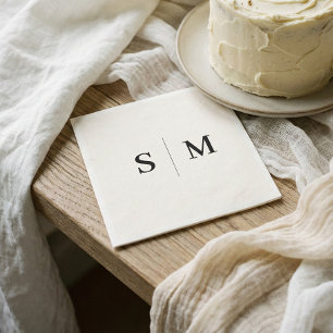Classic Ivory Monogram Wedding Napkins