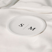 Classic Ivory Monogram Wedding Paper Plates