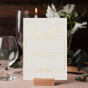 Classic Ivory Off White Wedding Open Bar Sign Foil Invitation