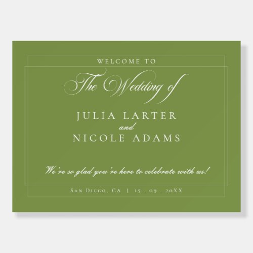 Classic Ivory Sage Green Wedding Welcome Sign